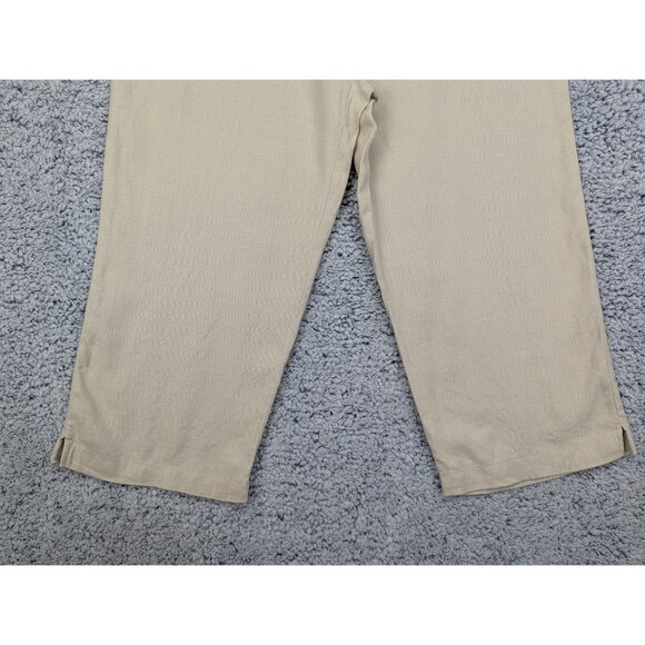 Lauren Ralph Lauren 100% Linen Wide Leg Capris Size 10 Boho Beach Travel Beige - Picture 8 of 16